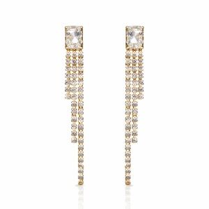 Trendy Gold Crystal Dangle Earrings